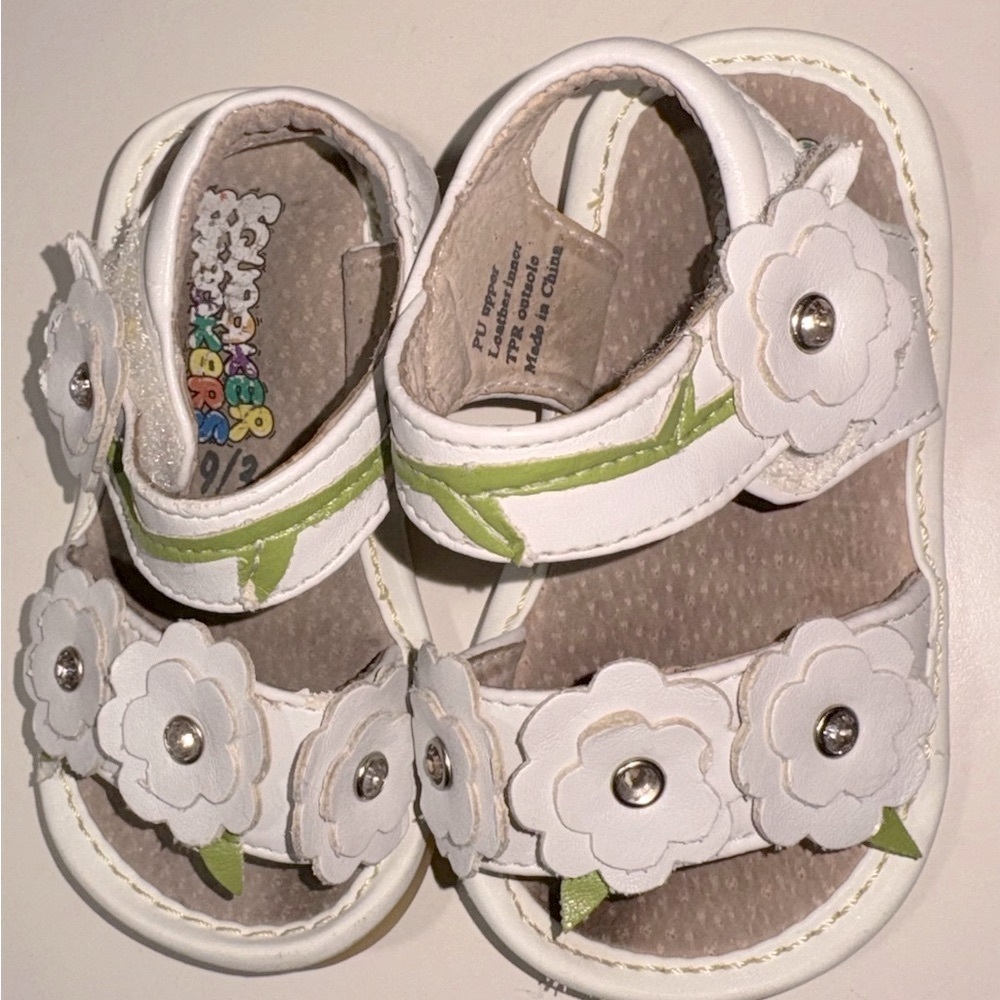 Squeak Me White Sandals